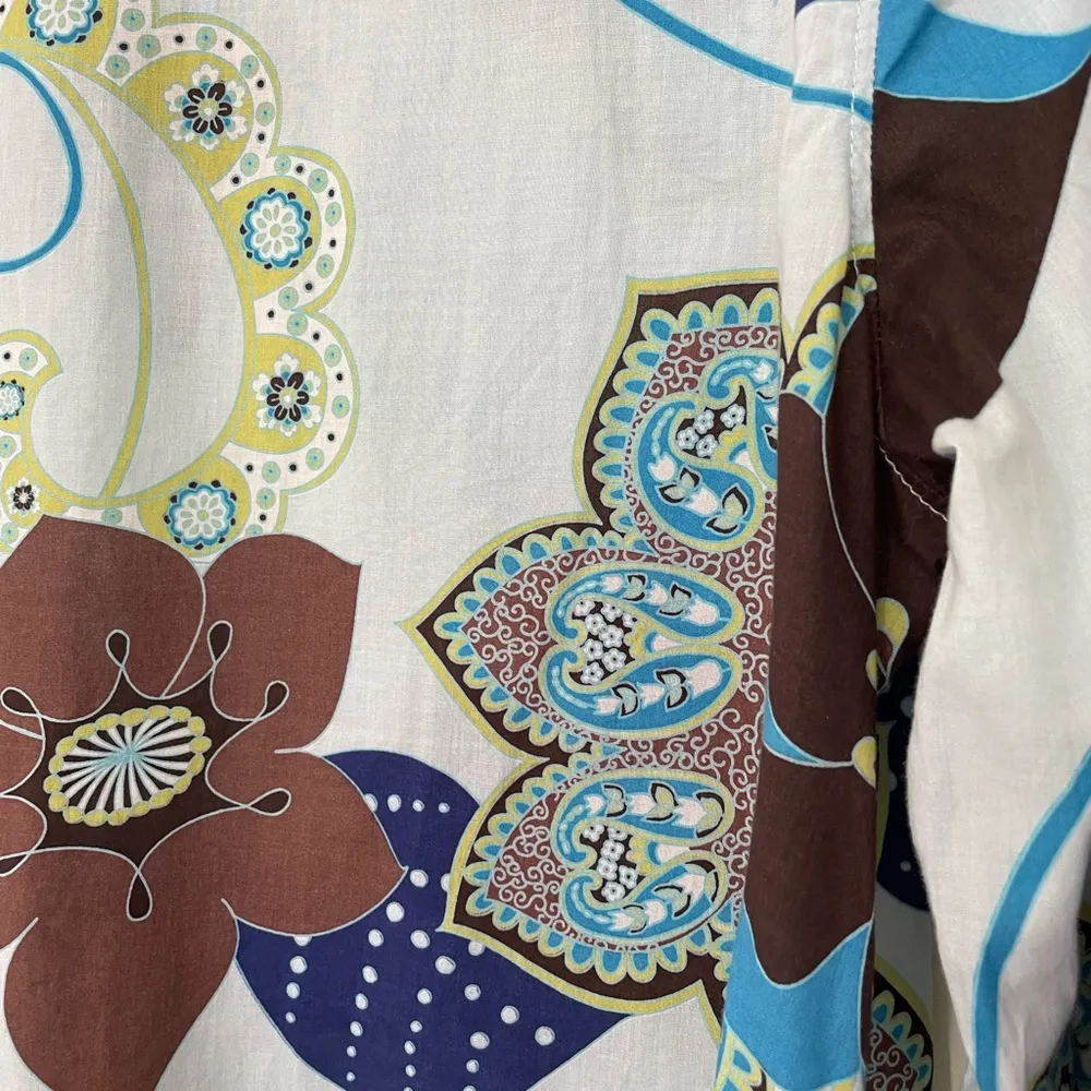 Gap Maternity Long Sleeve Tunic Top Cotton Blue Brown Floral Y2K ~ Size M - Image 13