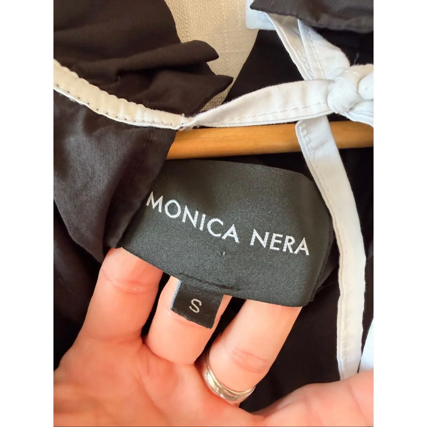 Monica Nera Angela Frilled Mini Dress in Black Size Small - Image 4