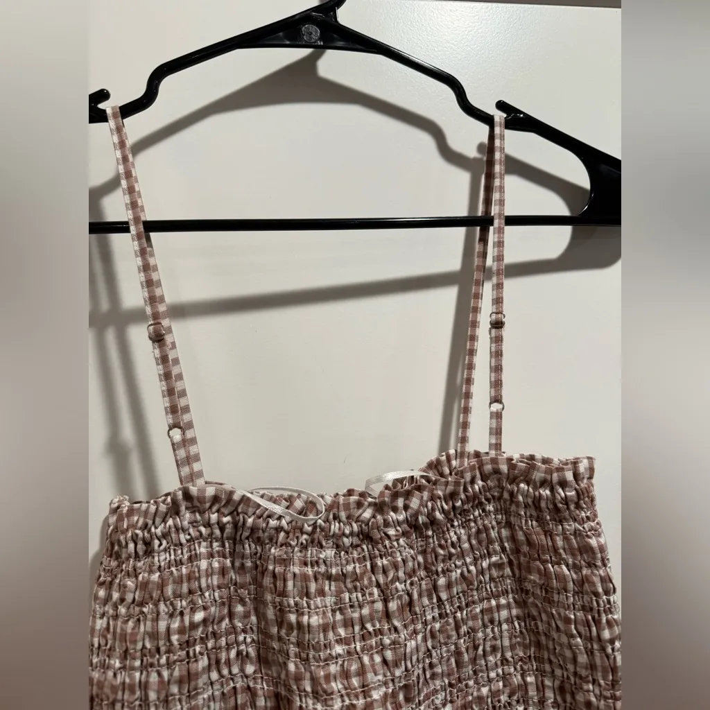 House Of Harlow 1960 Plaid Wide Leg Jumpsuit Size XS Brown - Image 5