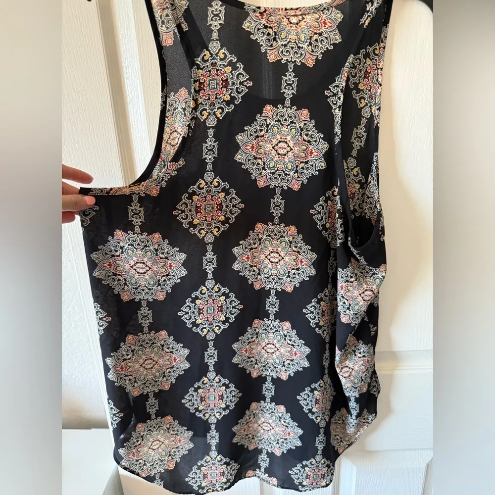 Mossimo Tunic Style Top, Black Moroccan Medallion Pattern, Women's Size XL - Image 10