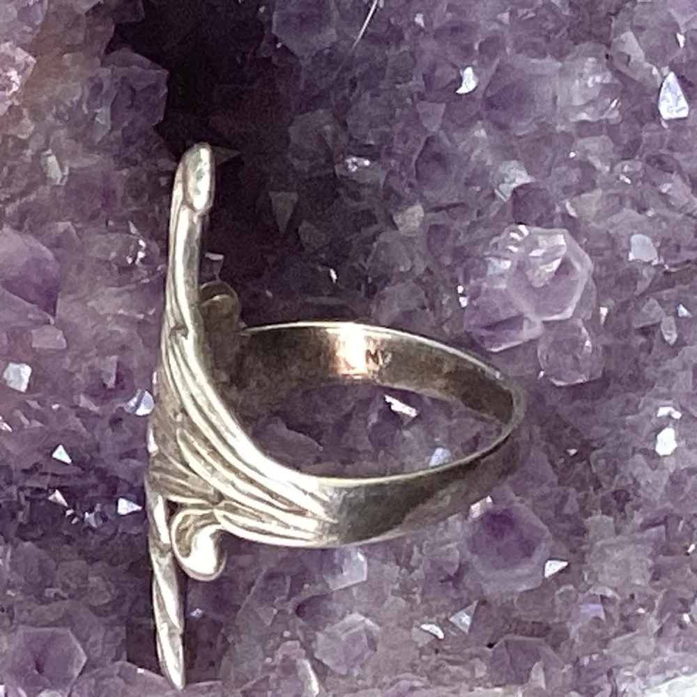 ANGEL WINGS VINTAGE STERLING SILVER RING Sz.6 Adjustable to 5 1/2 - Image 6