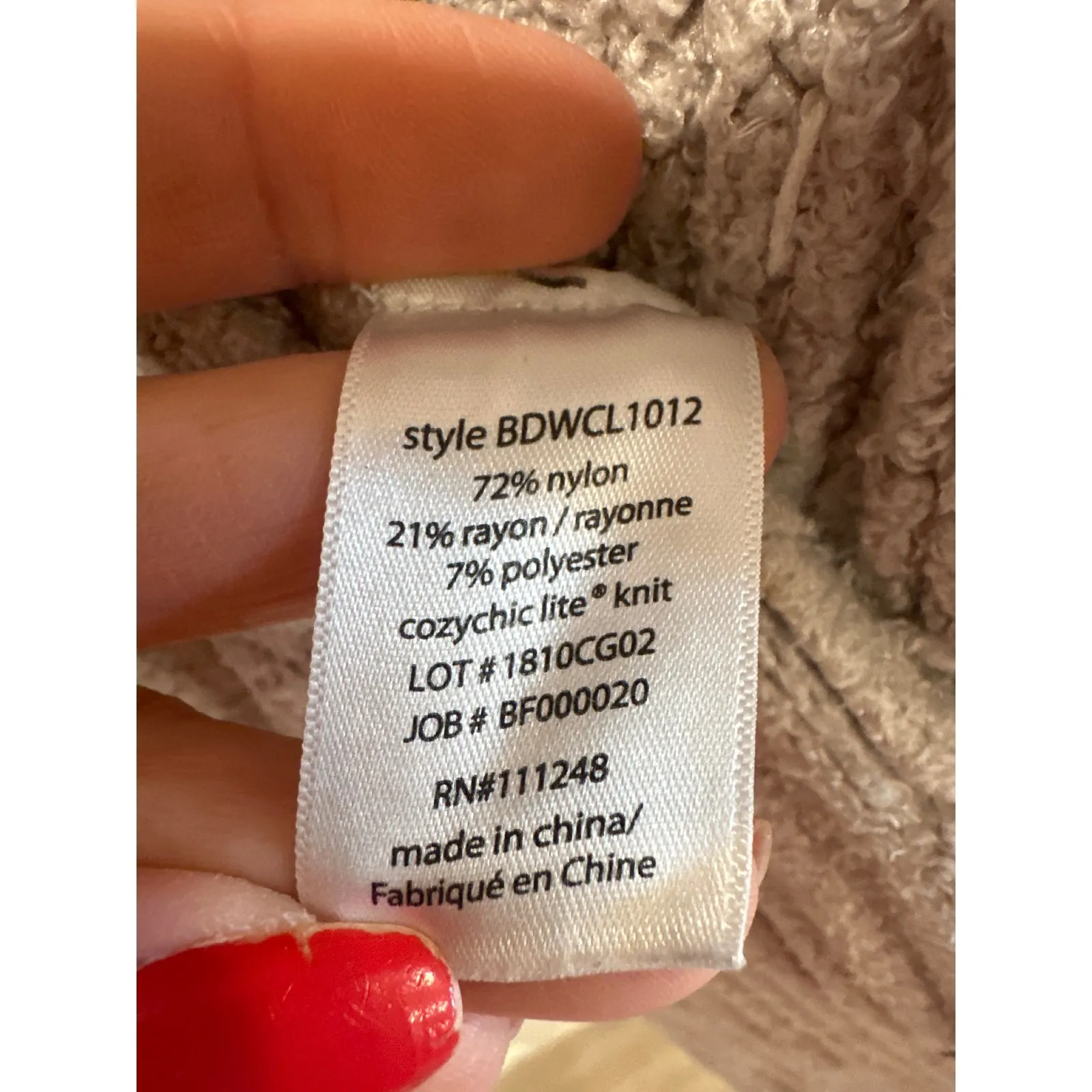 Barefoot Dreams CozyChic Lite Knit Cardigan Waffle Knit gray Collar Beige M - Image 8