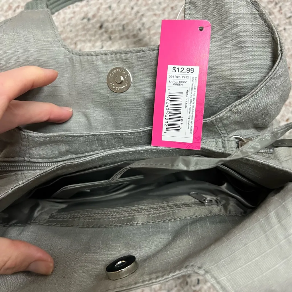 Y2K military-style Green/Grey shoulder bag new with flaw xhilaration - Image 5