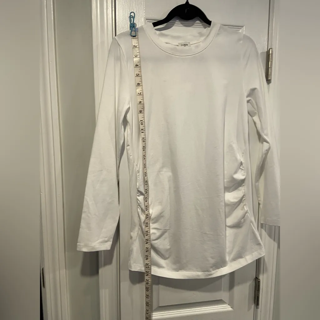 NWT J. Crew Size S Maternity White Stretch Crew Neck Long Sleeve Tee Shirt Tunic - Image 6