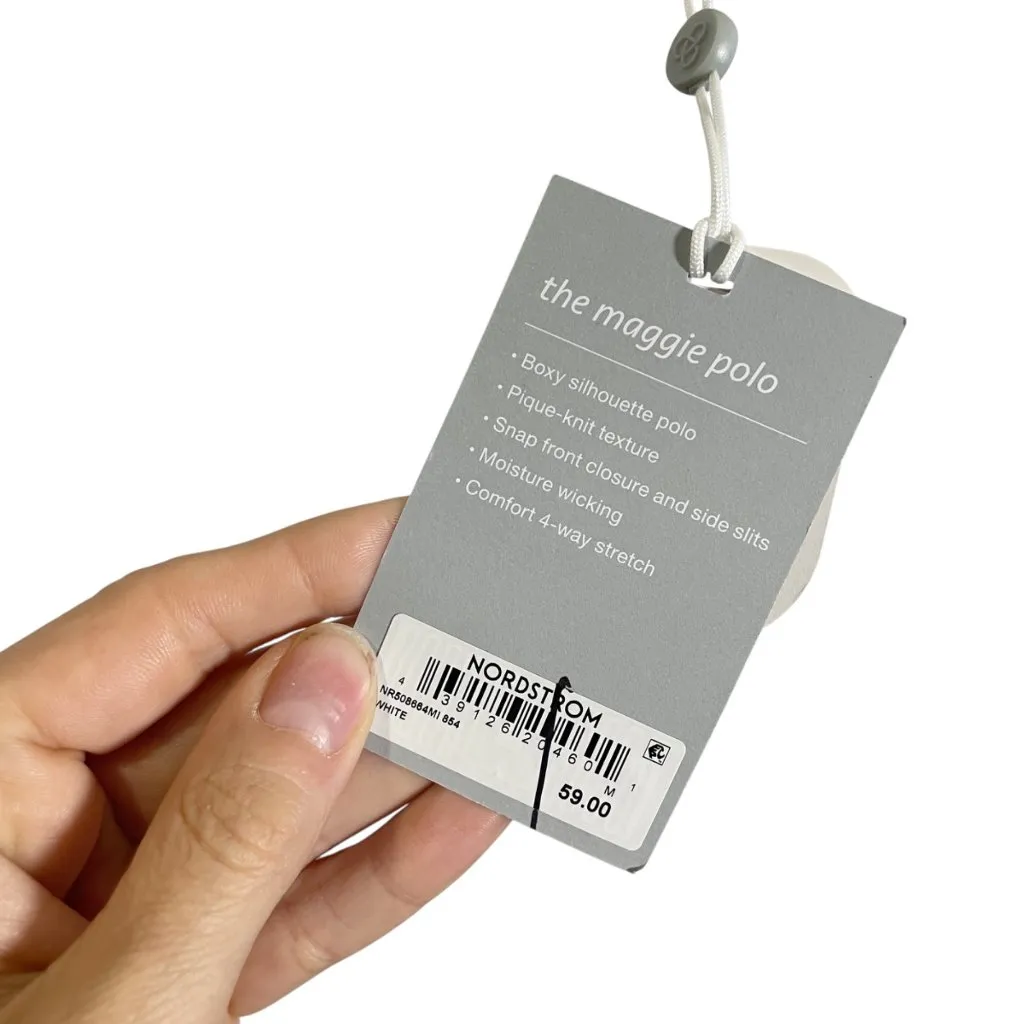 Recess By Zella White Maggie Polo Shirt Medium Navy Piping - Image 3