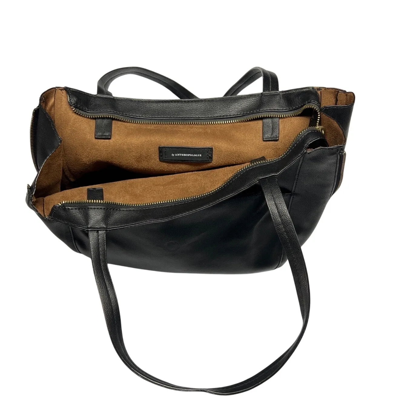 Anthropologie Viola Convertible Tote Clutch Bag Vegan Leather Black Gray EUC - Image 5