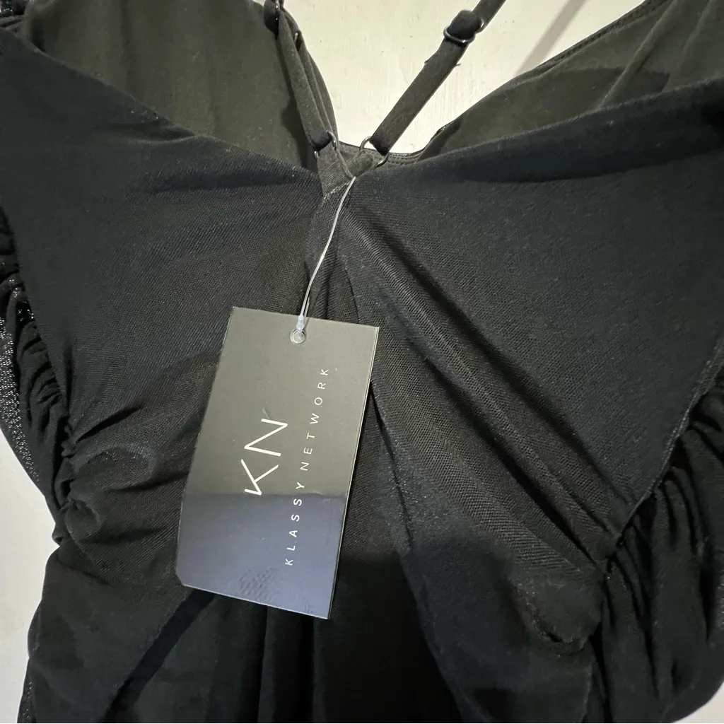 Klassy Network Black Strapless Draped Dress Size undefined - Image 7