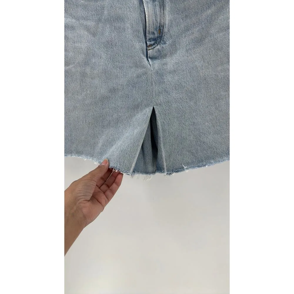 Agolde High Rise Denim Cutoff Pleat Skort size 26  In Hypnosis light wash - Image 6
