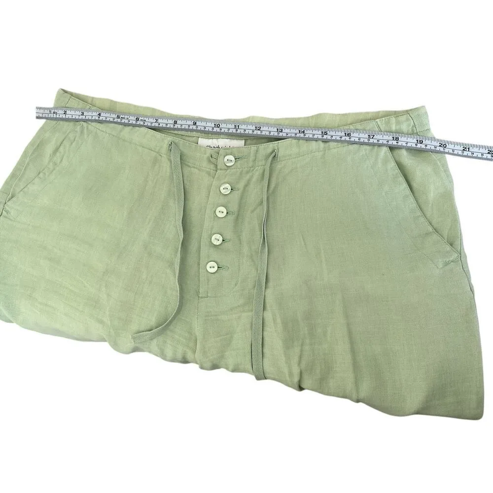 Chadwicks Women's 12P Green 100% Linen Pants Elastic Drawstring w/Button Fly - Image 4