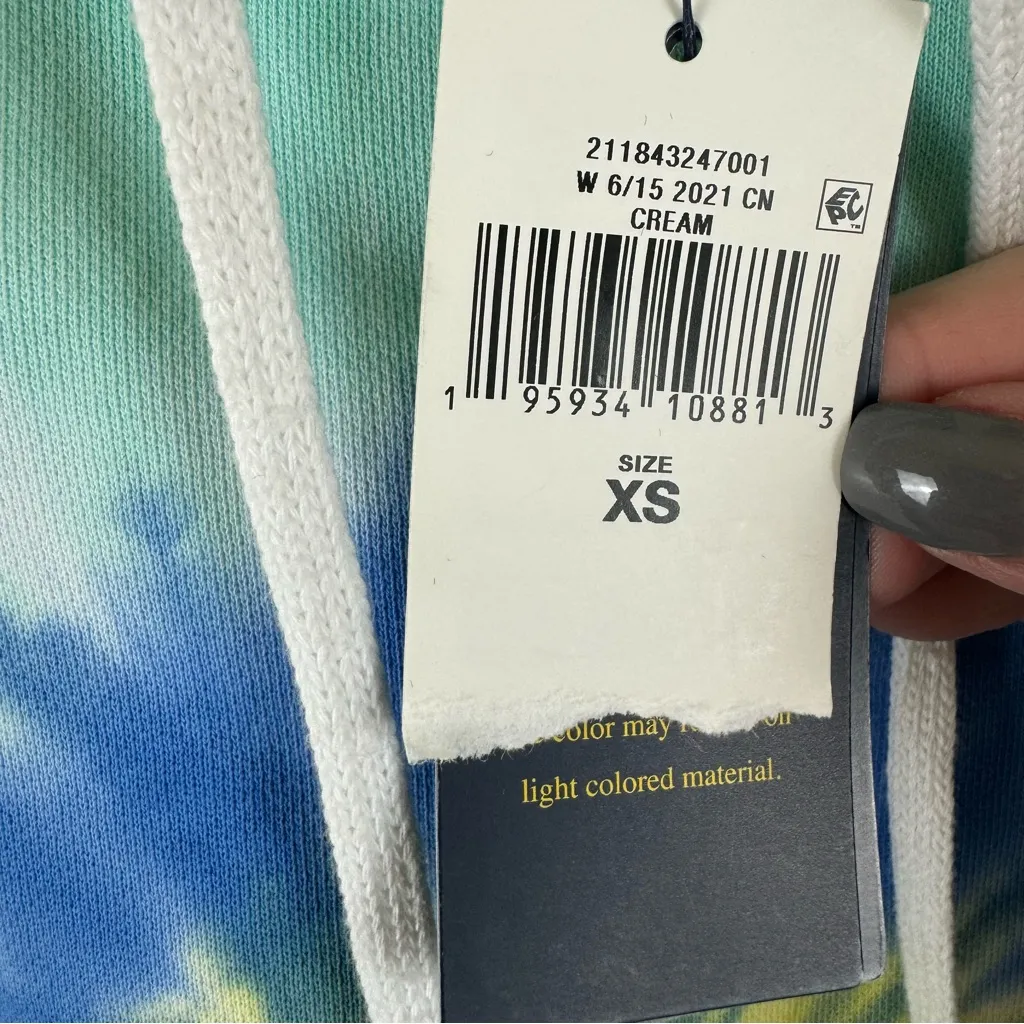 Ralph Lauren Spiral Tie Dye Terry Hoodie Cream Yellow Blue Size XS NWT - Image 7