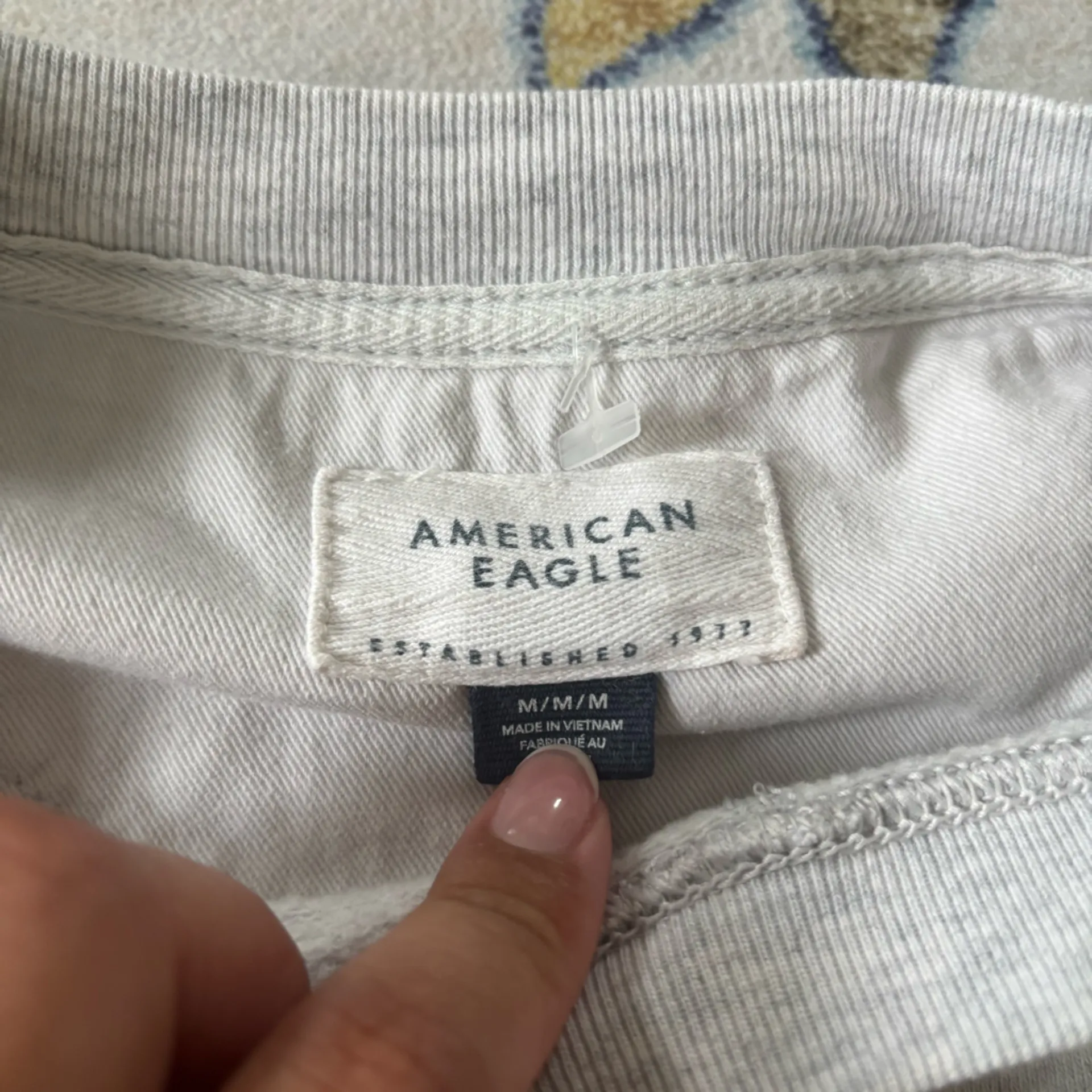 American Eagle  Funday Graphic Sweatshirt Heather Grey Cozy Size Medium Crewneck - Image 5