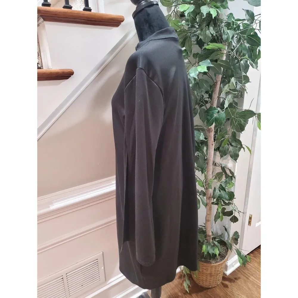auum Women Black Solid Polyester Mock Neck Long Sleeve Knee Length Dress Size XL - Image 8