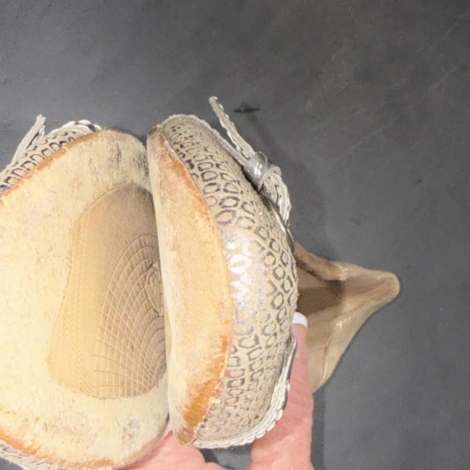 AGL Attilio Giusti Beige Shimmer Bedazzled 90s Y2K Millennial Flats Shoes 7.5 38 Black - Image 14