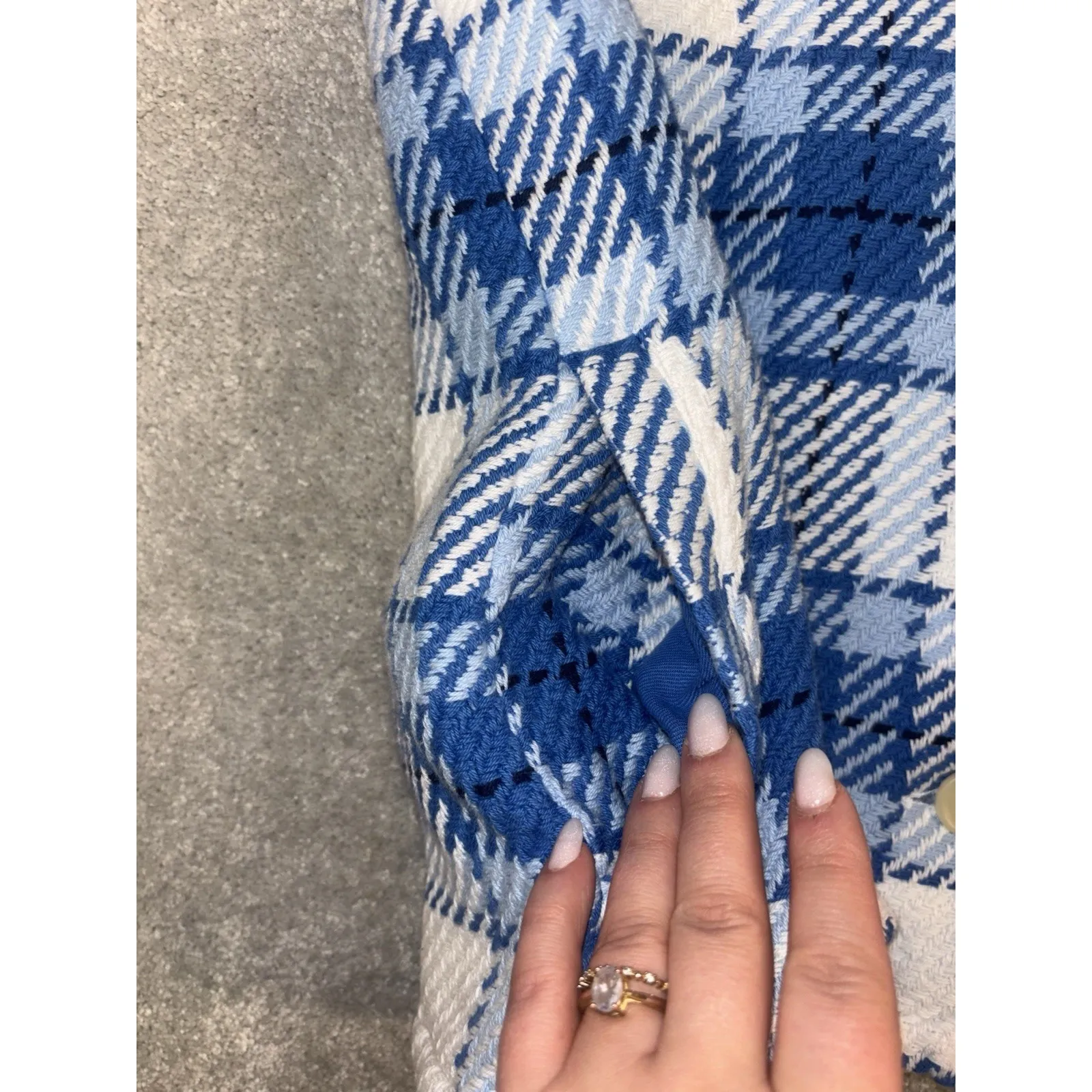 NWT Women's Outerknown Coat Medium Cloud Weave Button Blanket Shirt Blue Shacket - Image 5