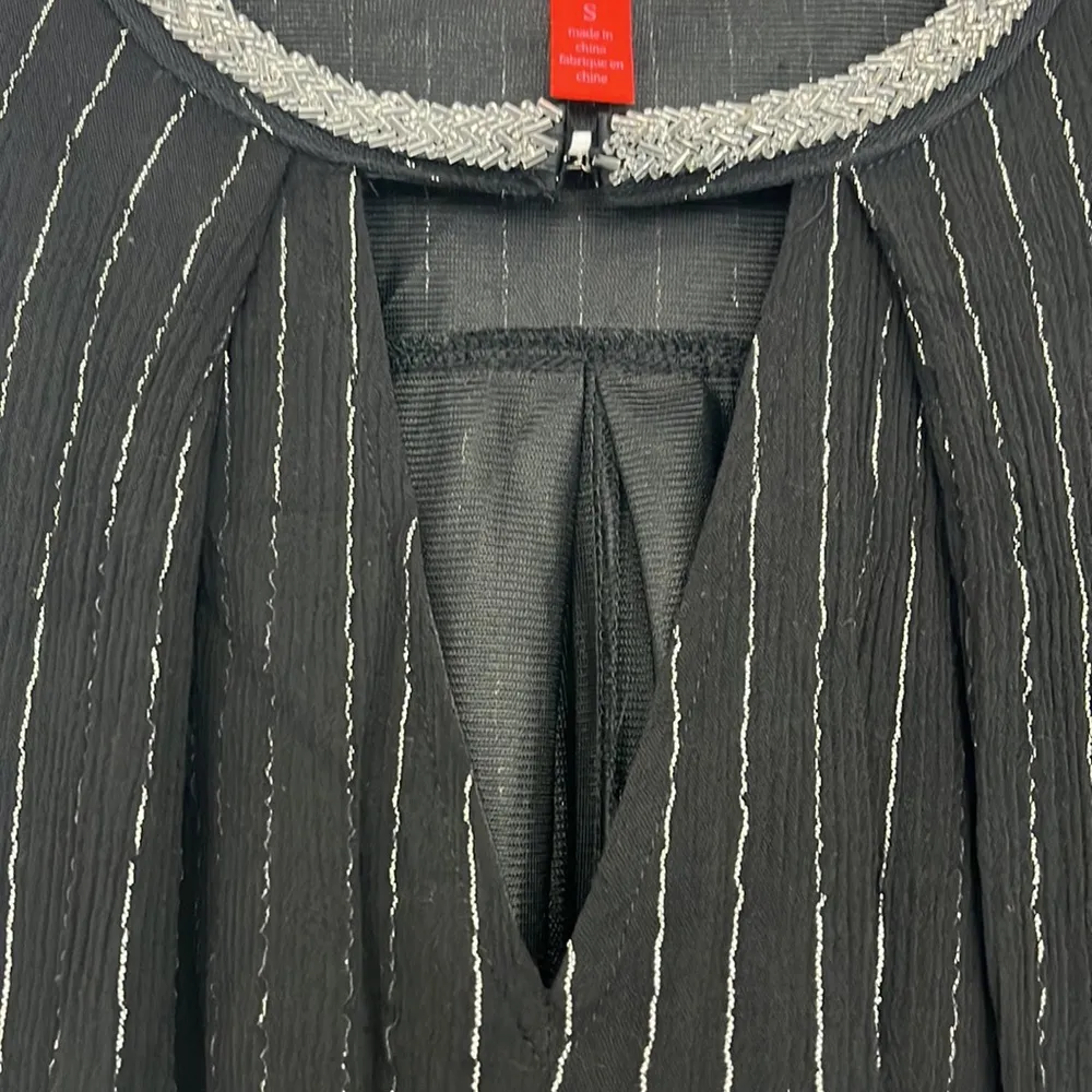 Chelsea & Violet Small Black, Silver Beaded Keyhole Neckline Long Sleeve Dress - Image 7