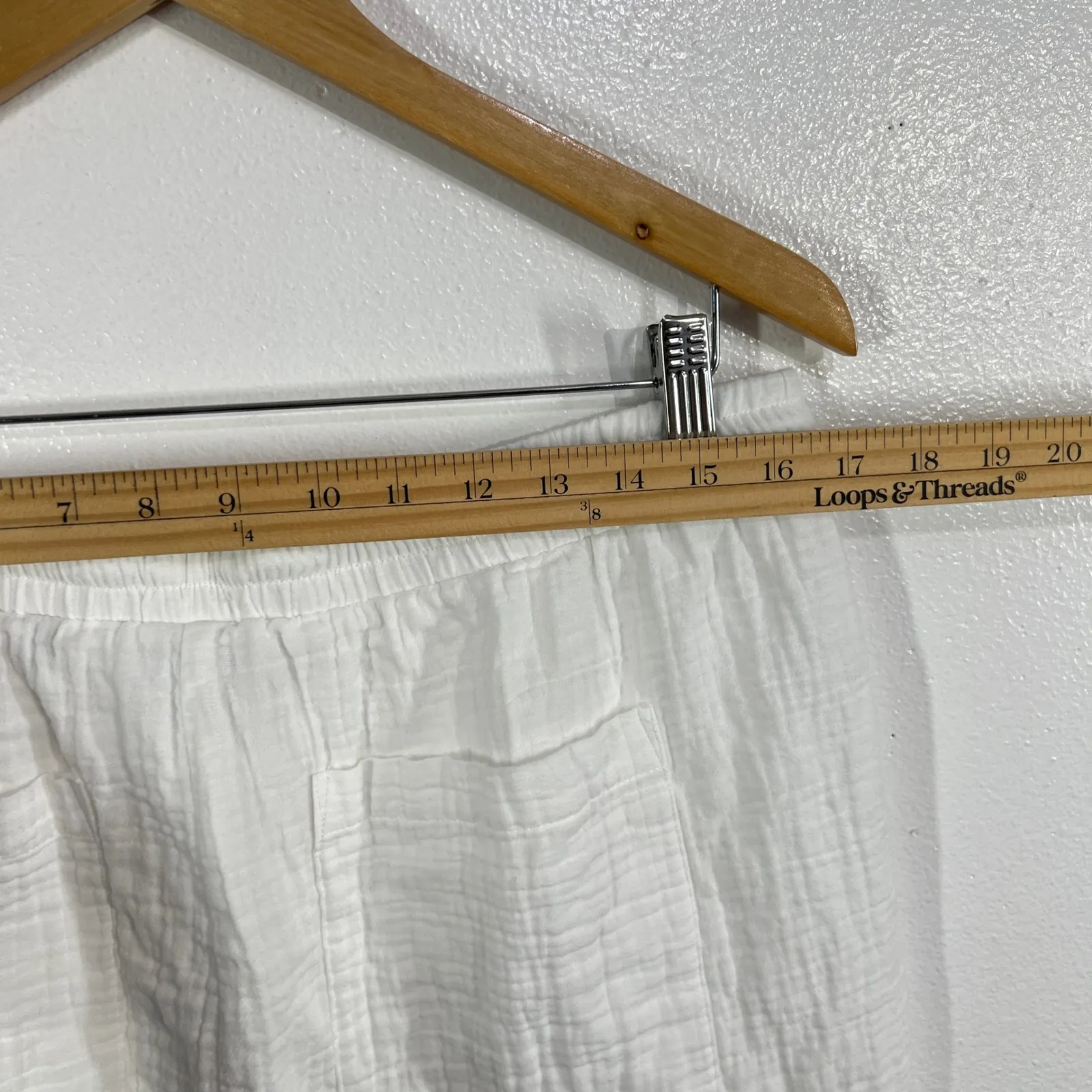 Cabi Gauze Cropped Pants Women's L White 100% Cotton Elastic Waist - Image 6