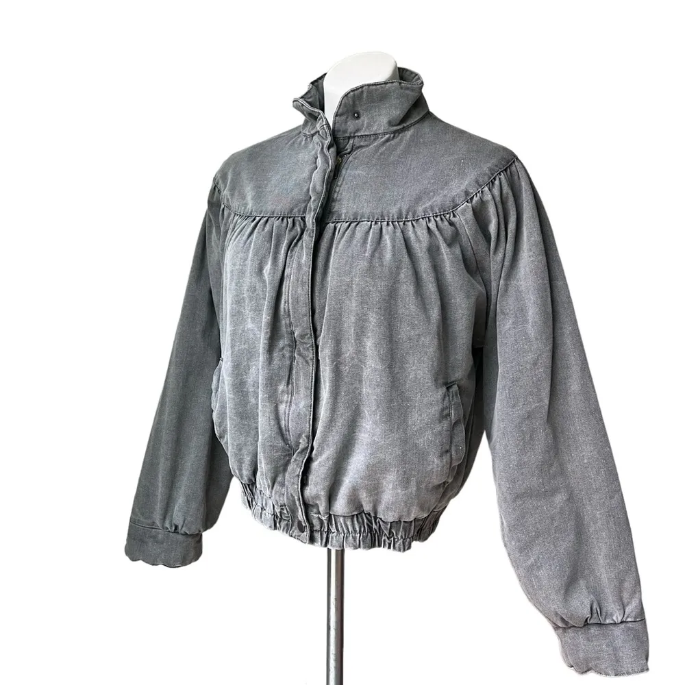 Vintage 80’s Learsi Cotton Bomber Jacket with pleated yoke, Sz L Size L - Image 3