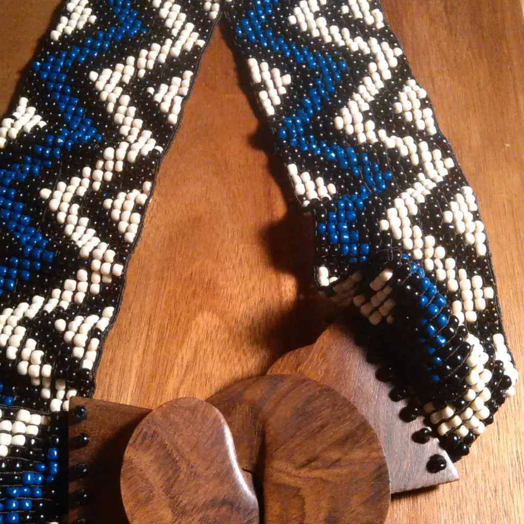 Southwestern Handcrafted Seed Beaded Belt With Wooden Buckle - Image 5