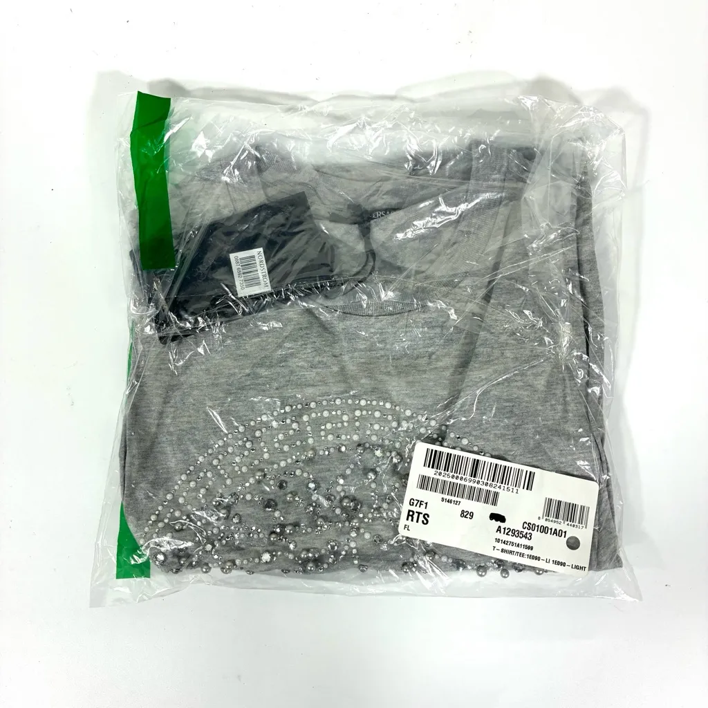 Versace Crystal Medusa Crop Boxy T-Shirt Tee Top Gray US 4 IT 40 NWT - Image 16