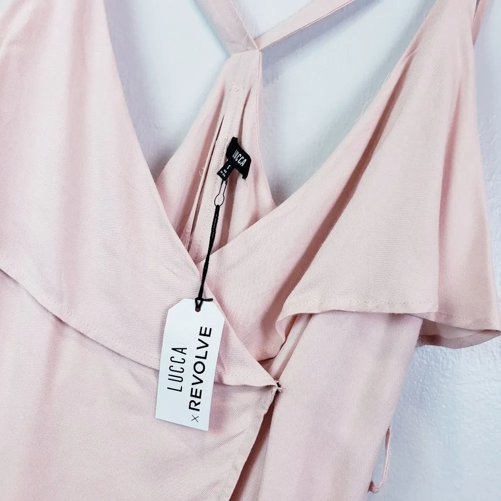 Lucca Revolve Ruffle Wrap Dress EUC Pink - Image 4