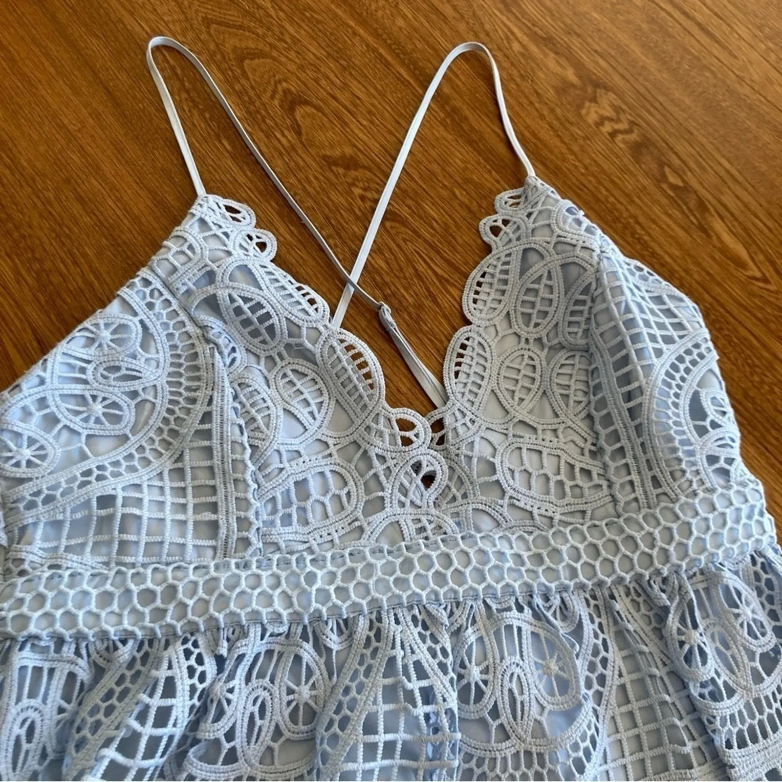 Revolve Bardot Womens 8 Versailles Blue Lace Midi Dress Fairy Dainty Princess - Image 5