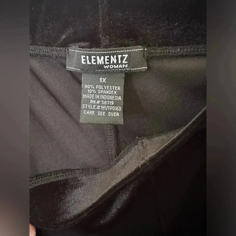 Elementz Plus size velvet vintage wide leg pull on pants size 1x - Image 2