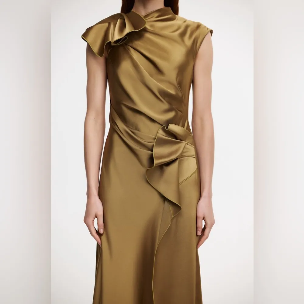 Acler Ramshaw Golden Moss Maxi Dress Gold Size 12 - Image 2