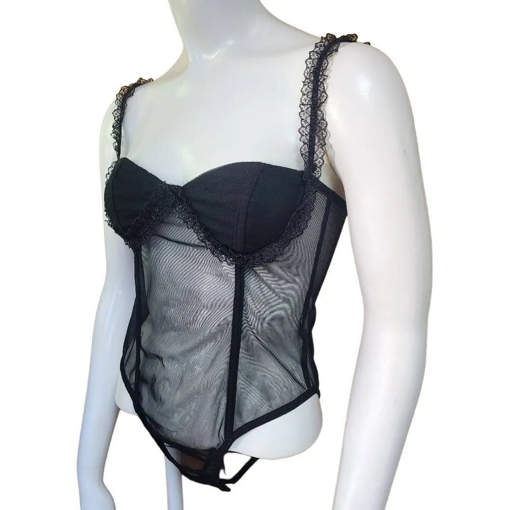 Shein Black Mesh Corset Bodysuit (S) - Image 2