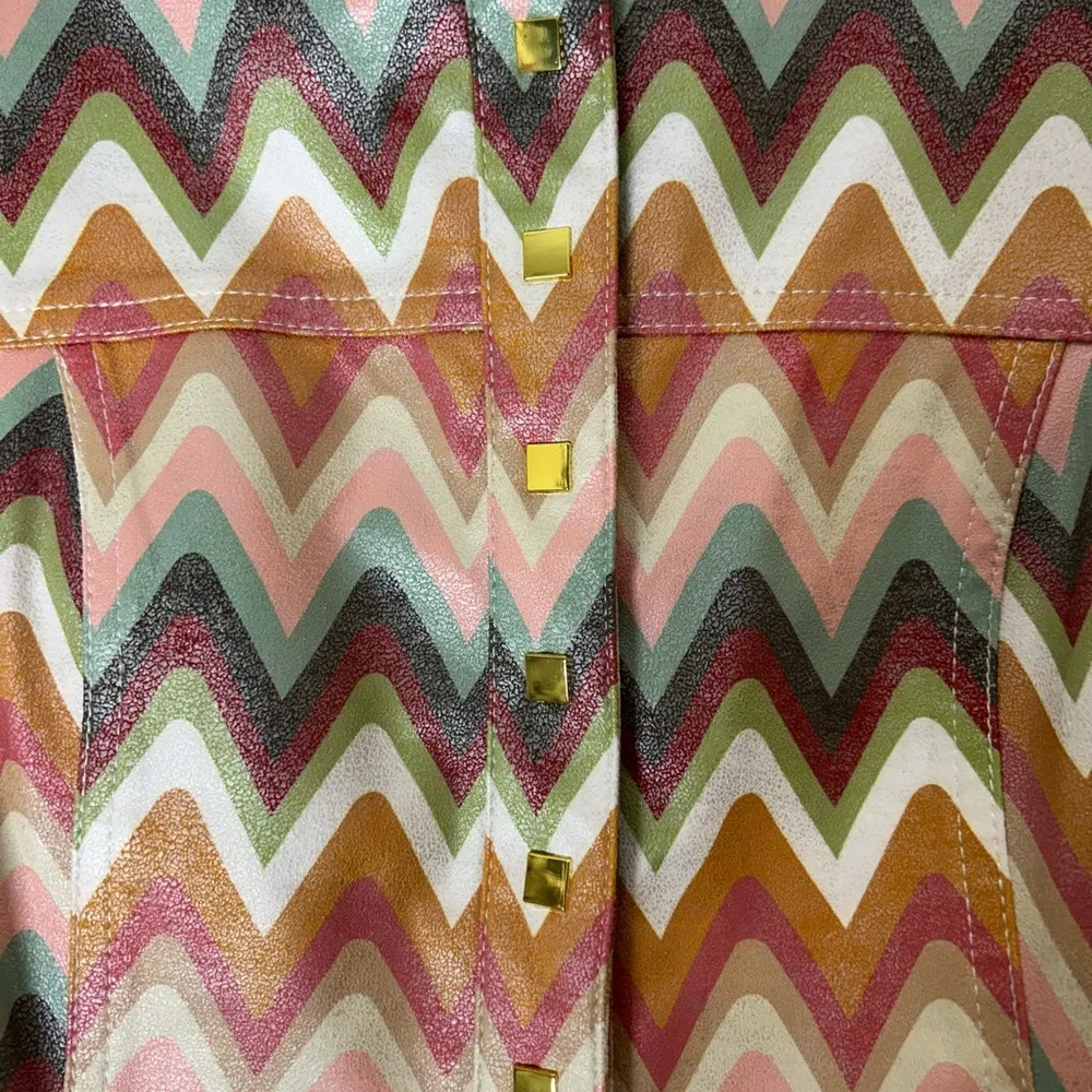 MISSGUIDED Multicolor Zigzag Blouse Pink Size 4 - Image 5