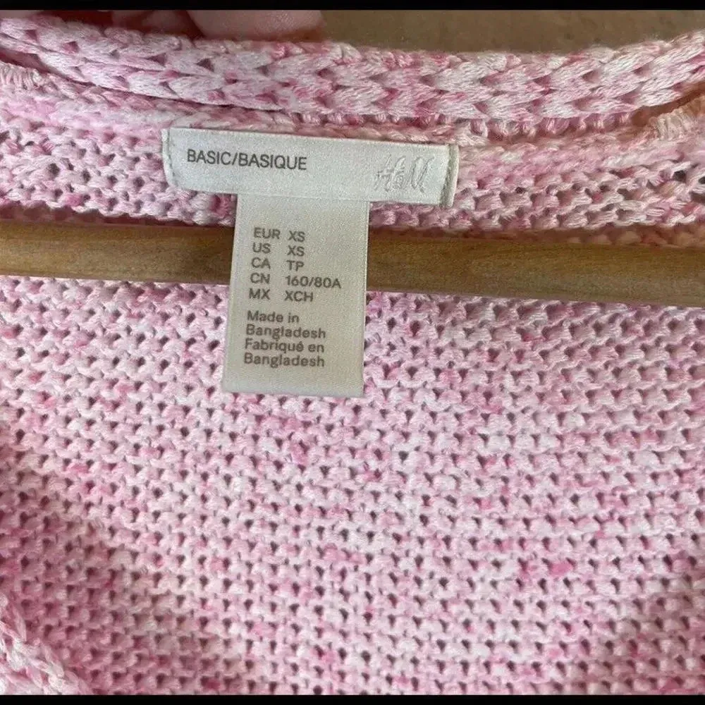 Women’s  BASIC Pink SWEATER loose knit summer coastal V-neck long sleeve XS - Image 3