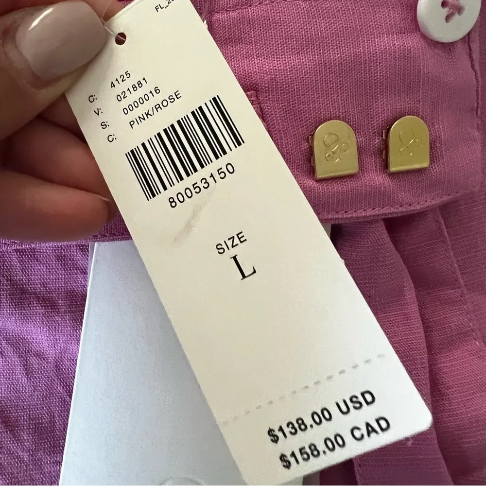 NWT SCOTCH AND SODA High-Rise Linen Tie Bubblegum Pink Shorts Sz L - Image 8