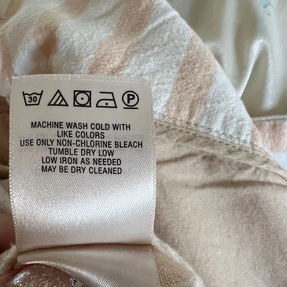 Anthropologie Oasis Striped Pants Cream & Peach High Waist Cotton Linen Blend - Image 11