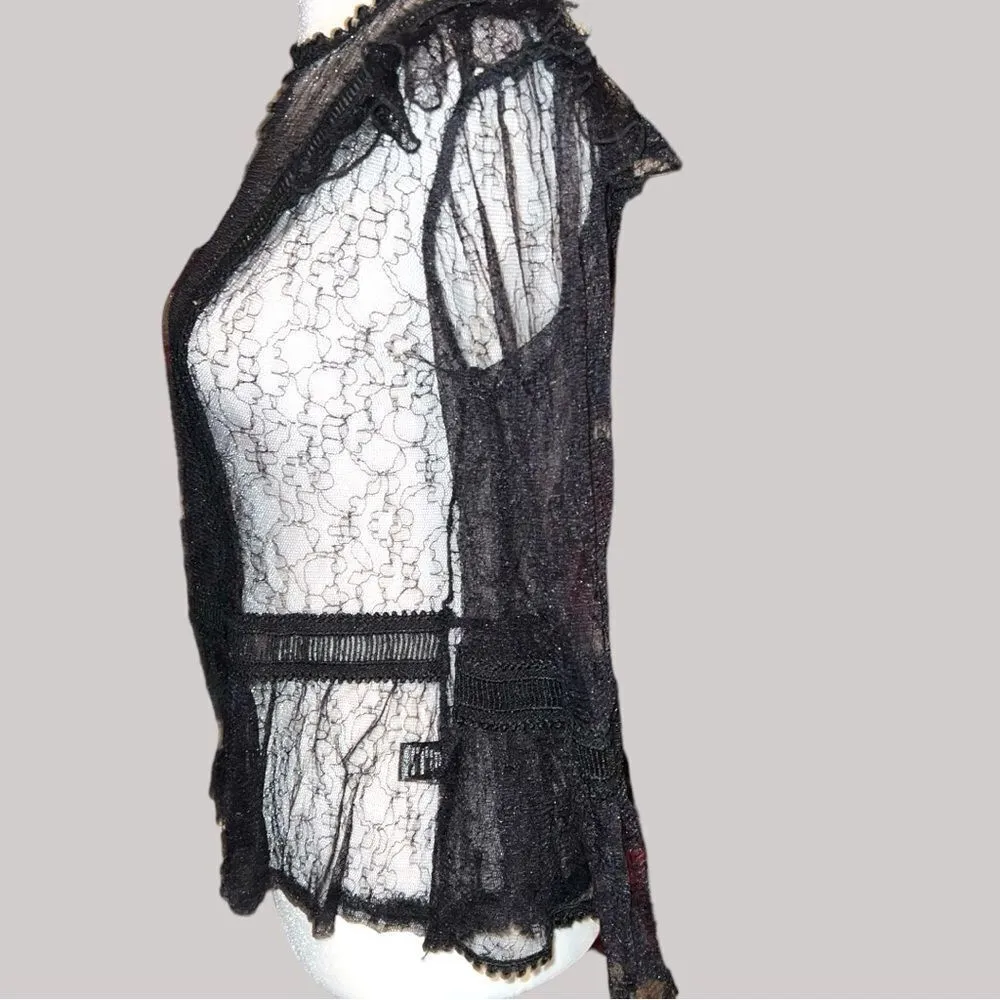 Blashe sheer lace goth style blouse! Black Size M - Image 5