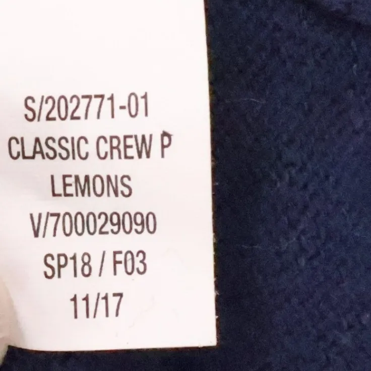 Old Navy Lemon Print Sweater Womens Preppy Navy Blue Cotton Crewneck Size S - Image 7