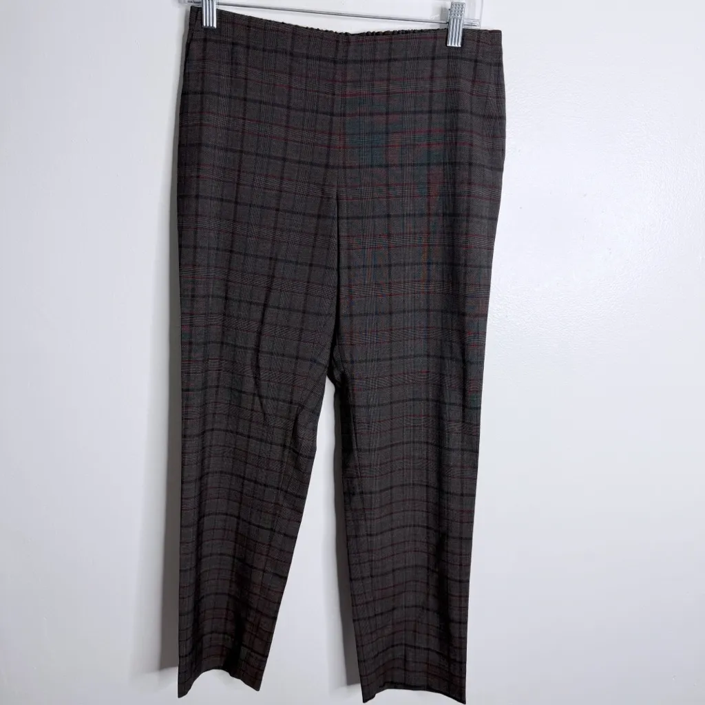 6397 Pull On Trouser Wool Stretch Gray Plaid Small Casual Workwear - Image 2