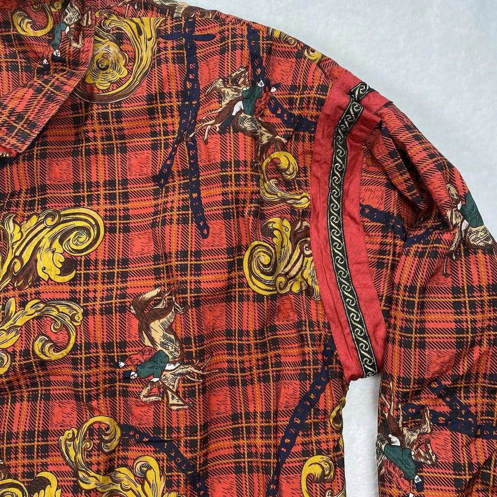 Vintage Sports‎ Accent Windbreaker Womens P/L Red Plaid Equestrian Full Zip Y2k Size undefined - Image 7