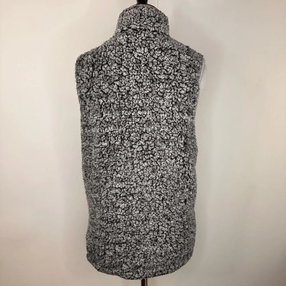 Merokeety Grey Sherpa Zip Up Vest Size Small - Image 5