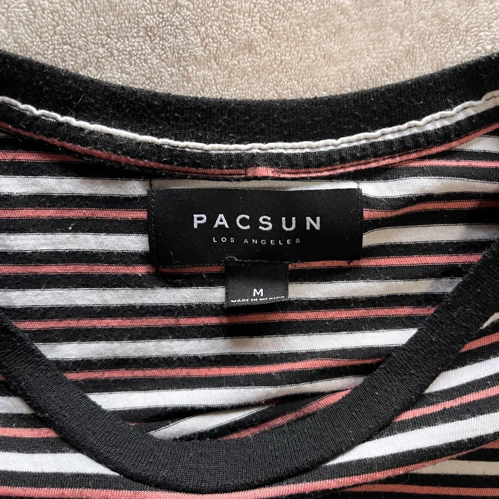 PACSUN Whatever Forever Striped Unisex Tee Adult T-shirt Sz M EUC - Image 5