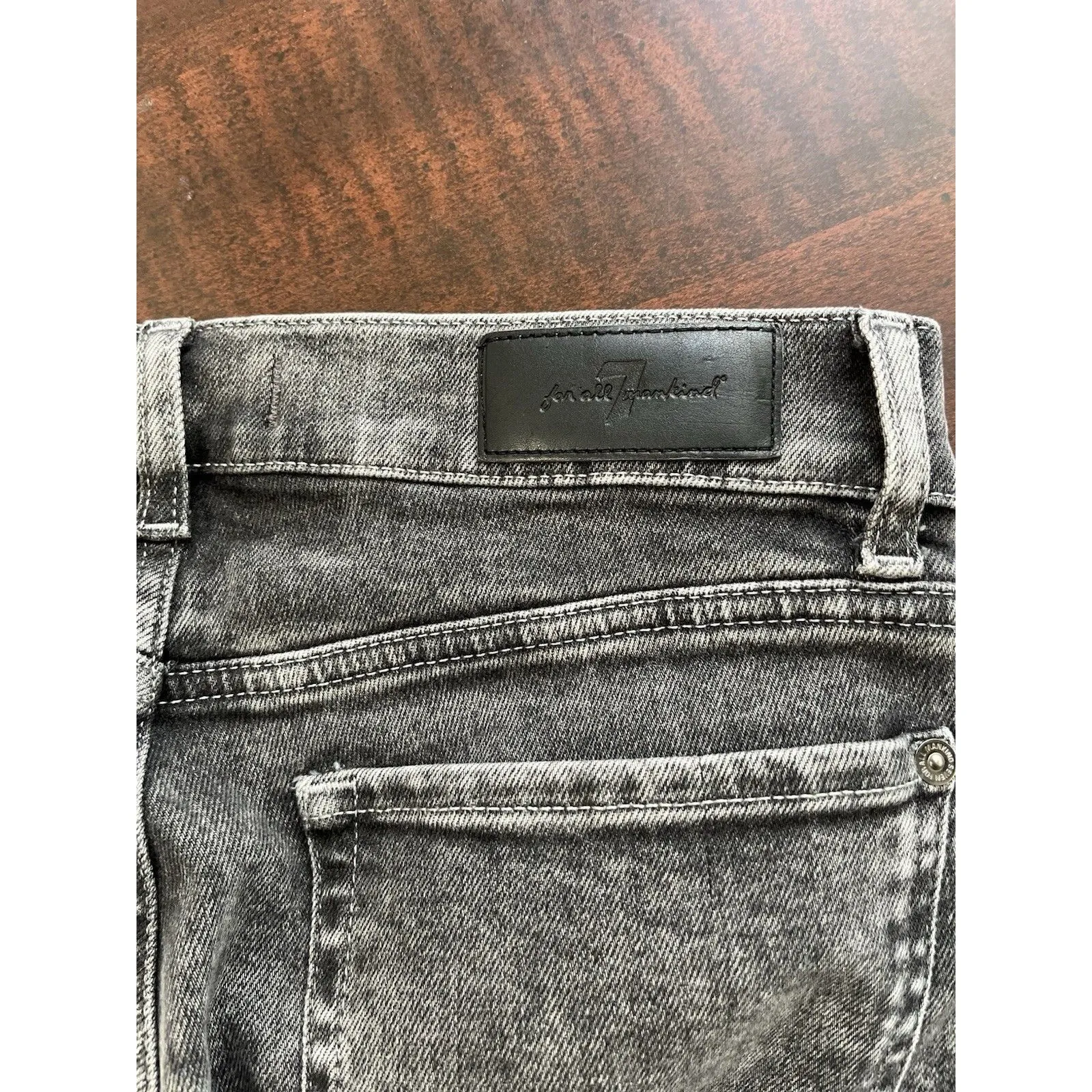 7 For All Mankind Luxe Vintage Josefina 27 Boyfriend Faded Black Button Fly Crop - Image 6