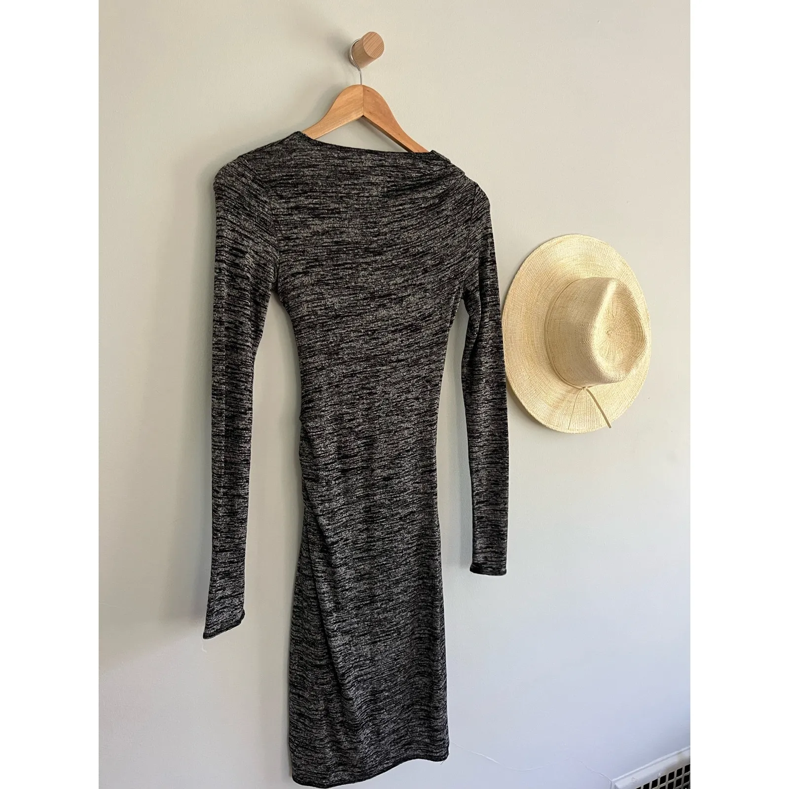 Wilfred Free | NWT Klum Dress Heather Gray Black Ruched Long Sleeve | Size XS - Image 5