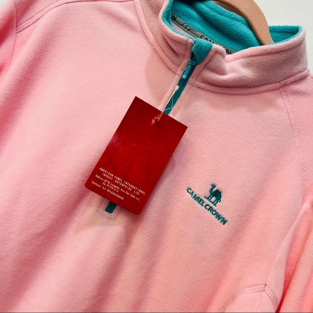 NWT CAMEL CROWN Fleece Jacket 1/4 Zip Long Pullover Sweatshirt XXL Pink - Image 3