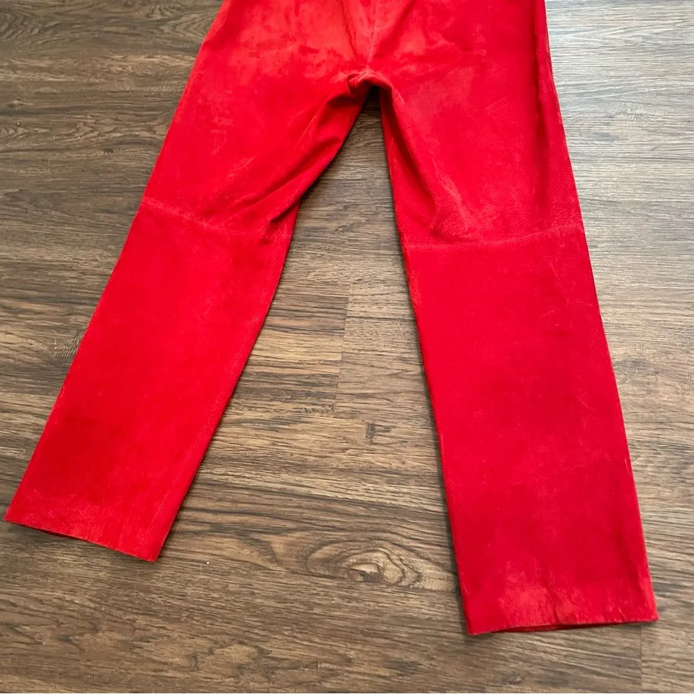 Vtg Company Ellen Tracy Red Suede Leather Straight Leg Pants Sz 8 - Image 13