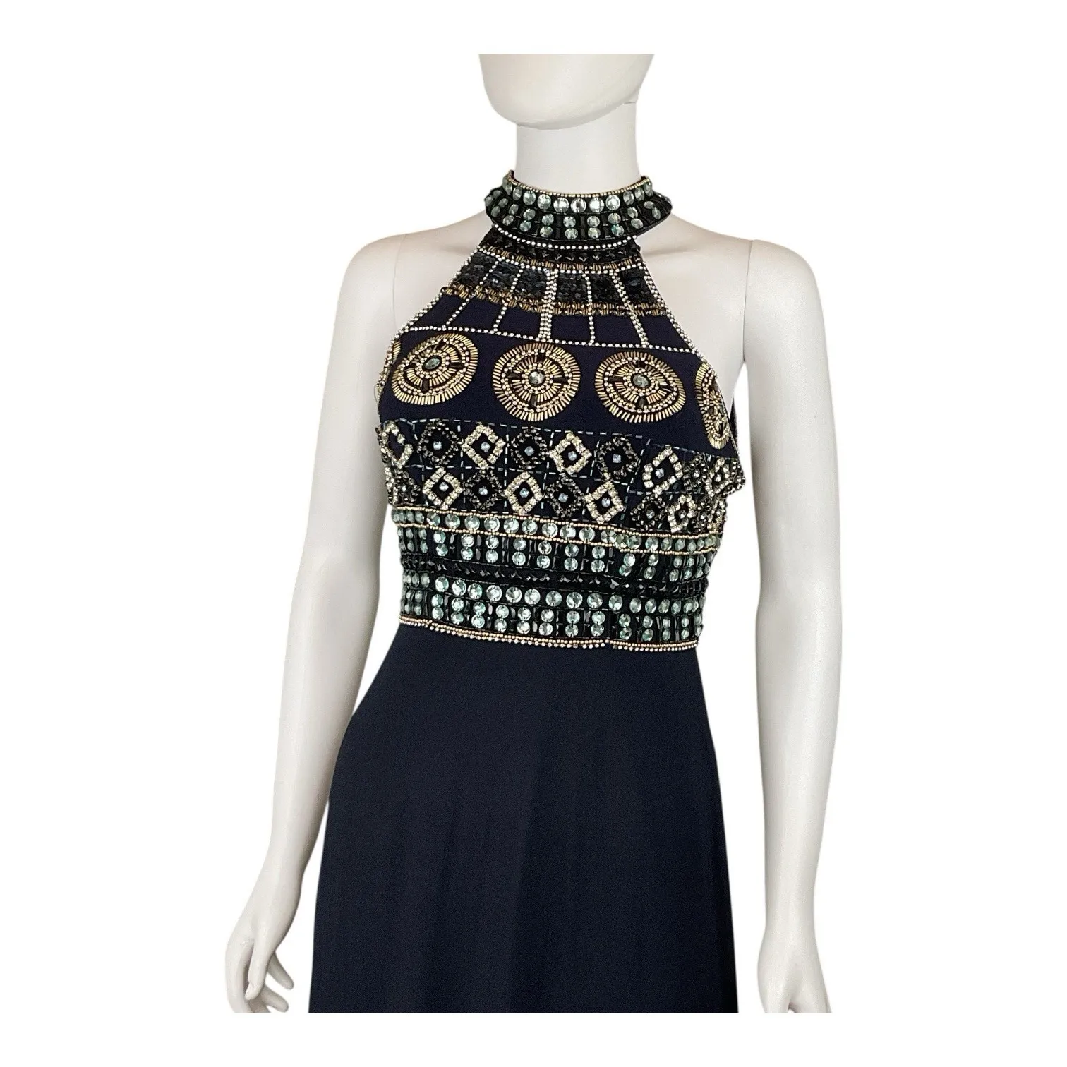 Aspeed Hand Beaded Formal Gown Prom Dress Blue Formal Elegant Floor Length Small - Image 4