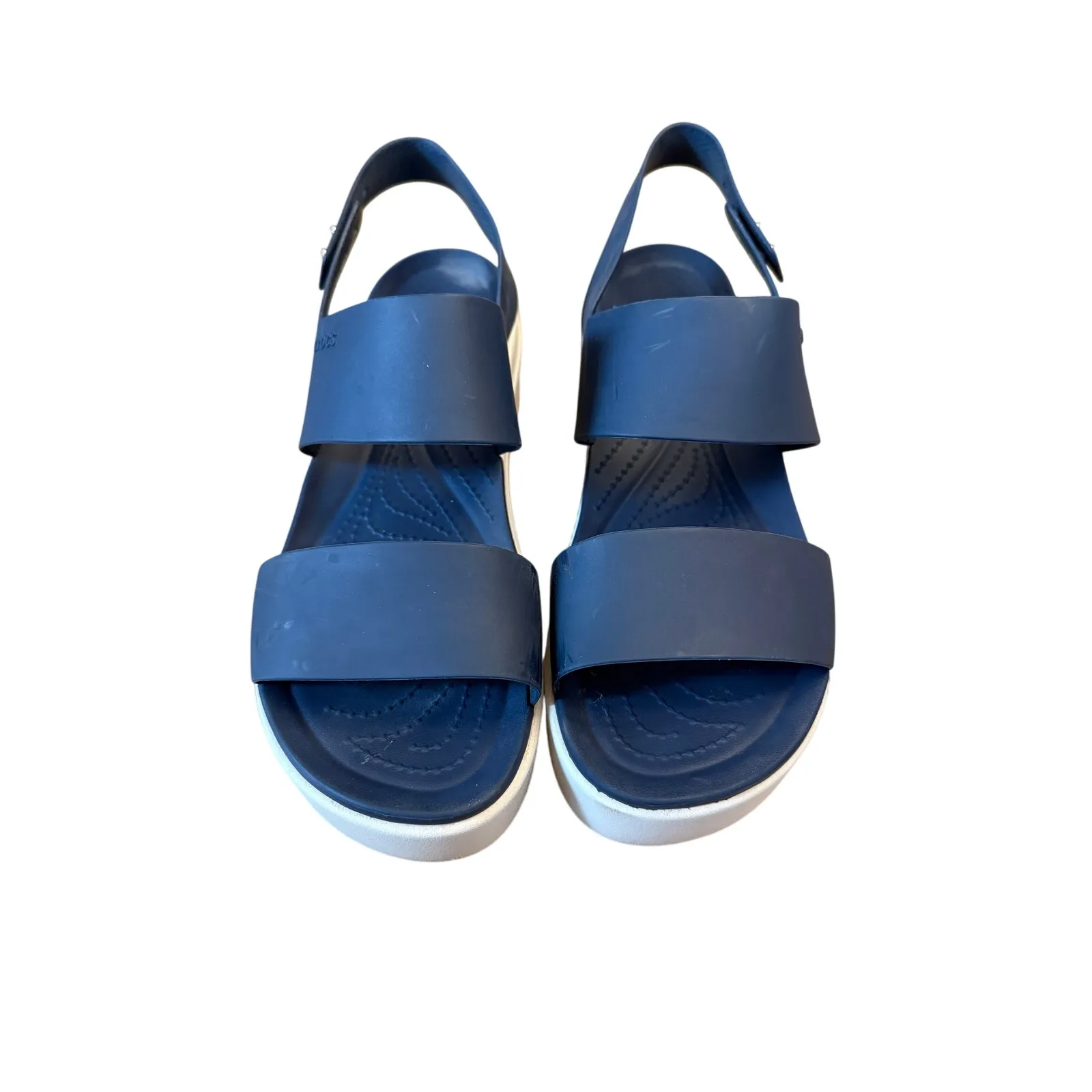 CROCS Brooklyn Low Wedge Platform Sandals Women’s Size 10 Blue Comfort 206453 - Image 2