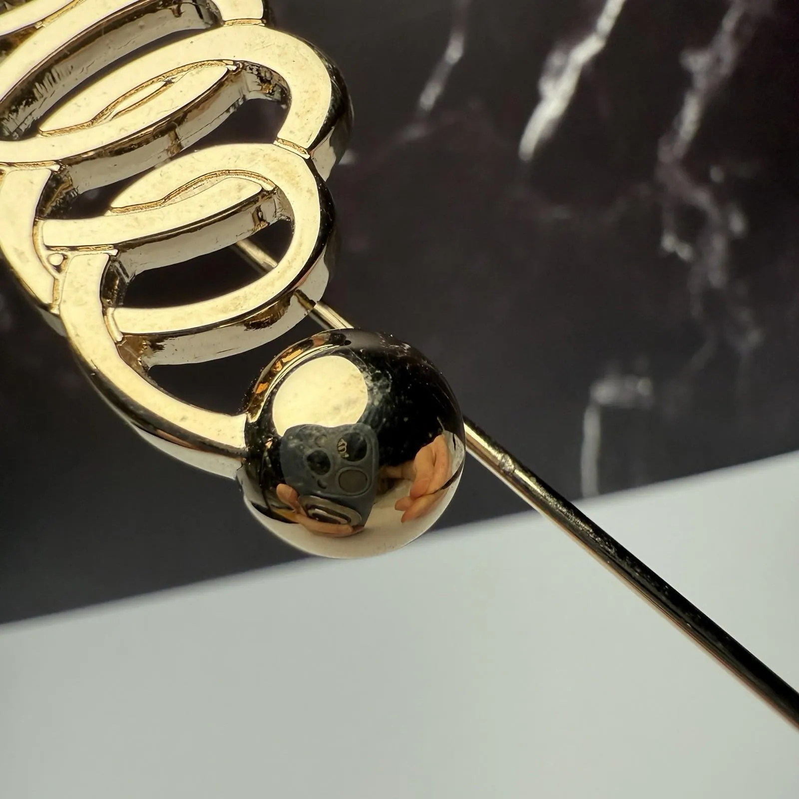 Salvatore Ferragamo Lapel Stick Pin Gold Tone Scroll Signed Made In Italy - Image 8