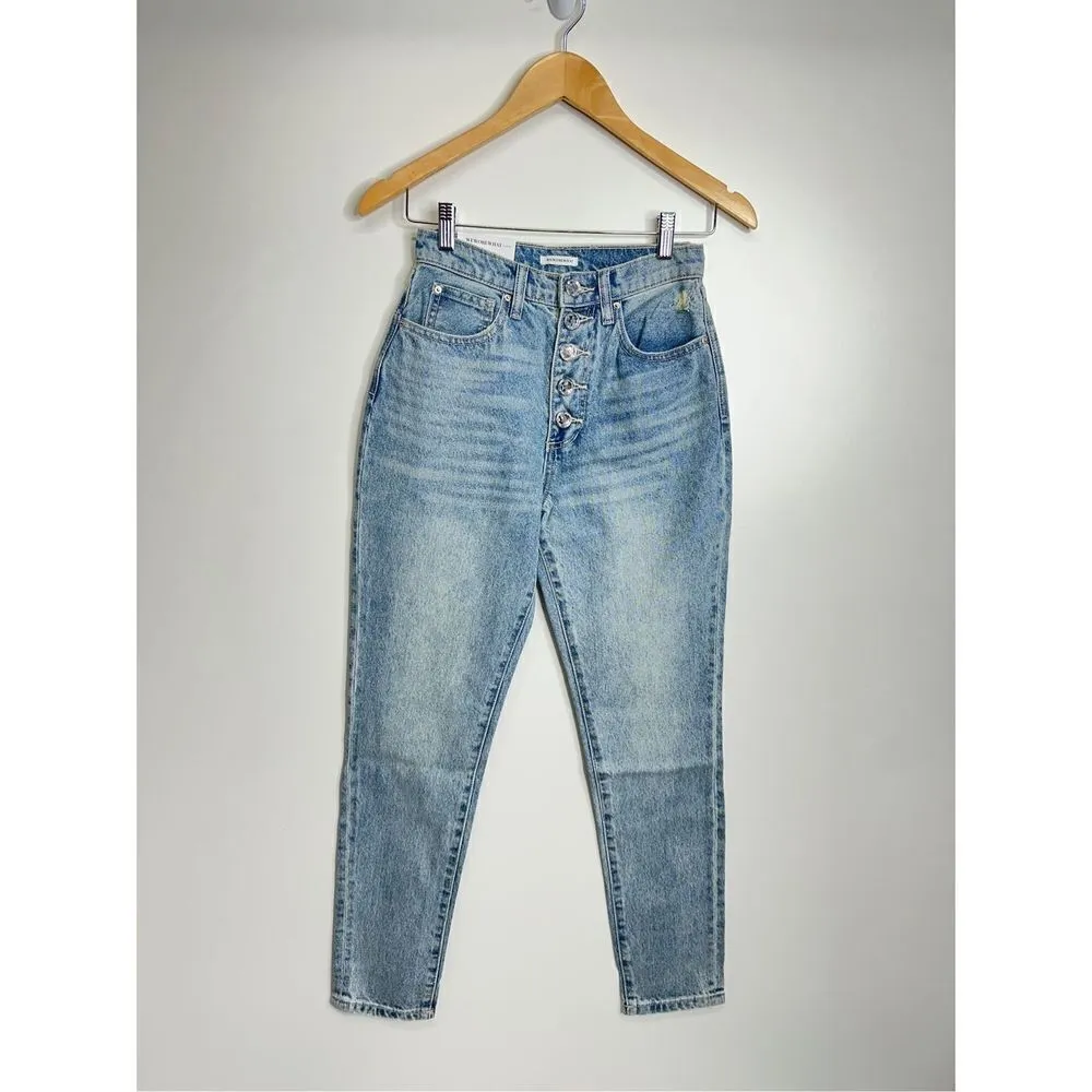 Weworewhat Pants Womens Straight Leg High Rise Jeans Crystal Buttons Size 25 NW - Image 10
