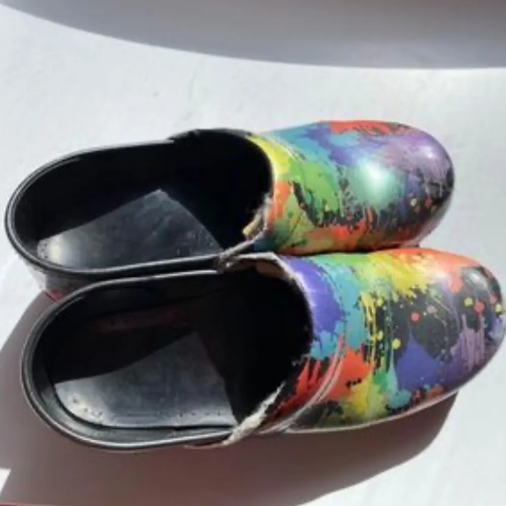 Dansko  Paint‎ Splatter Splotchwork Professional Mules Slip On Clogs Work Shoes - Image 3