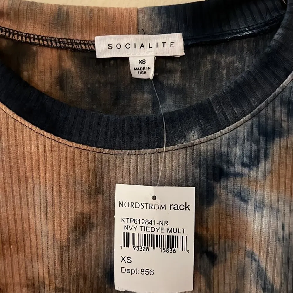 Socialite Navy Tie Dye Oversized Long Sleeve Tee Size XS - Image 3