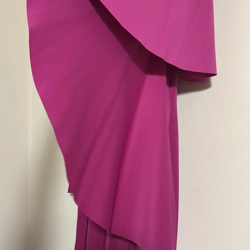 NWT Black Halo waterfall crepe Lotus Gown Magenta neoprene evening dress fuchsia - Image 9