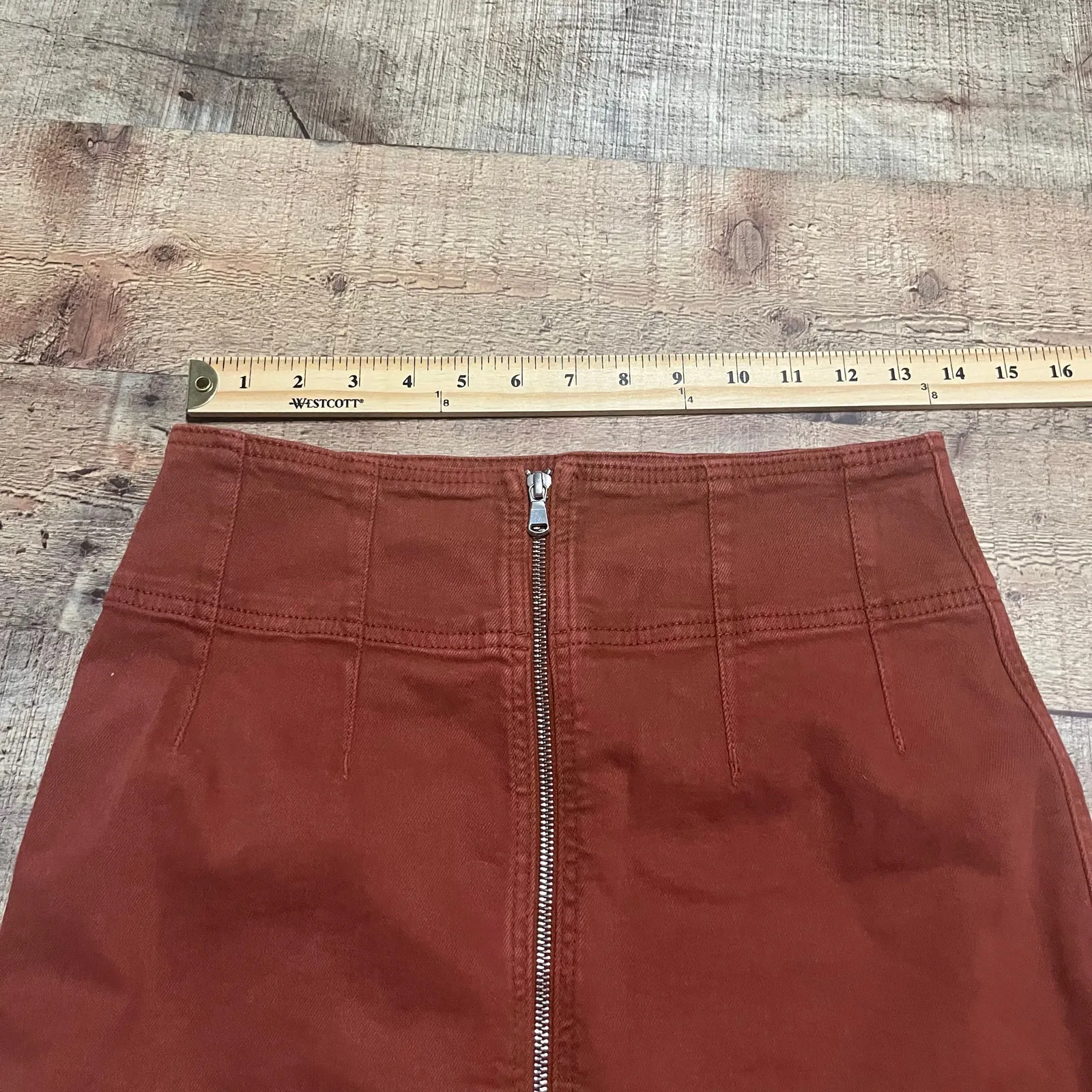 We the Free | Free People Women's Orange Zip Up Boho Festival Mini Skirt Sz 28 - Image 4